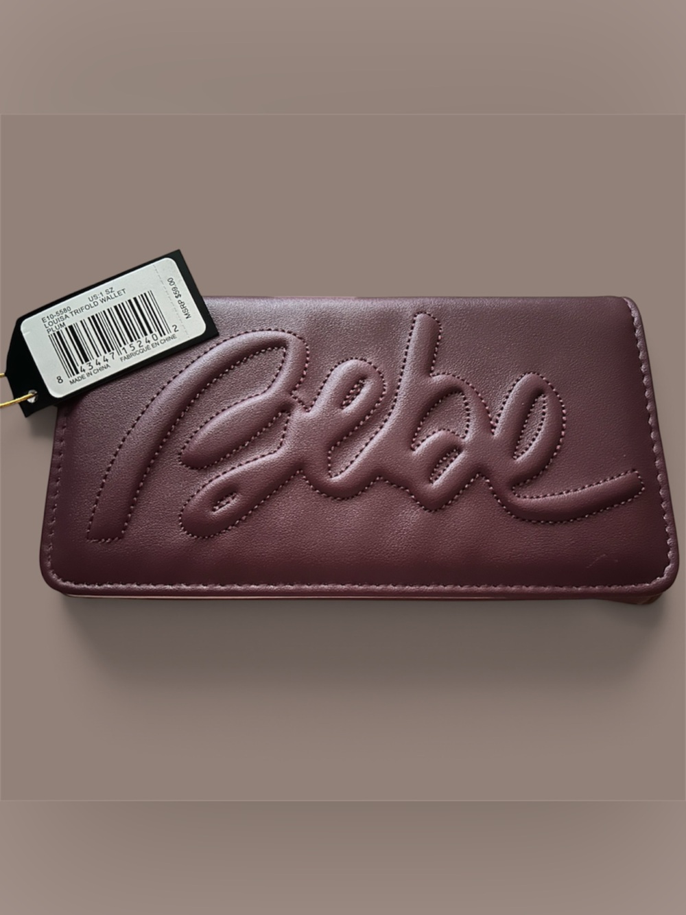 Bebe Mauve Quilted Script 7 inch wallet 🍁